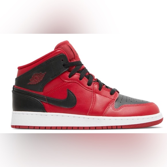 Nike Air Jordan 1 Mid GS Reverse Bred Kids Sneakers - Picture 1 of 8